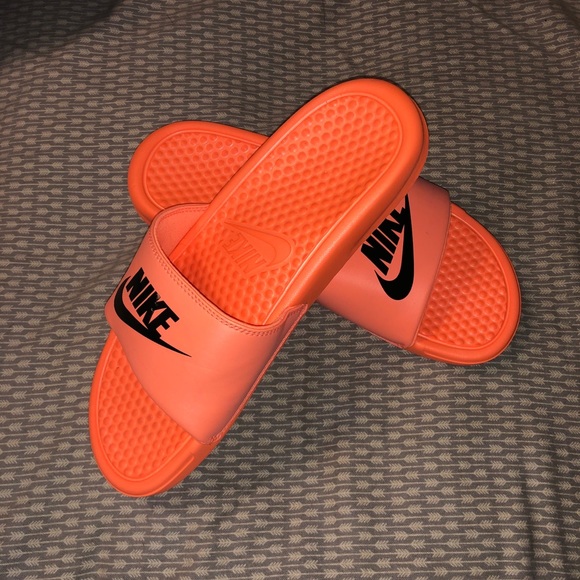 orange nike slides